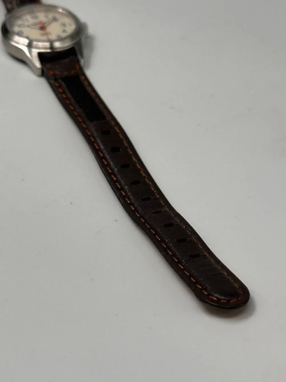 Timex Expedition Field Mini Watch Women Silver Tone Leather Band New Battery